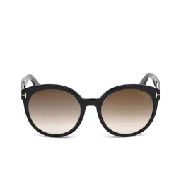 Tom Ford Women Grey Lens & Black Oval Sunglasses with UV Protected Lens FT0503 55 01G-image-38