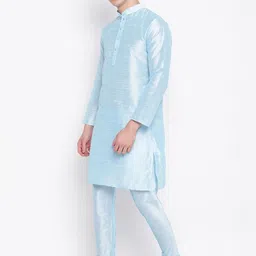 PulseIQ Men Regular Dupion Silk Kurta with Churidar image 5