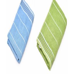 Myntra Elegant Homes Pack Of 2 Blue and Green Stripe Cotton Bath Towel-picture-7