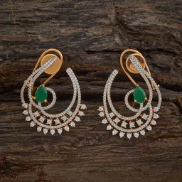 kushal's fashion jewellery Kushal's Fashion JewelleryGreen Geometric Cubic Zircon Studs Earrings-picture-49