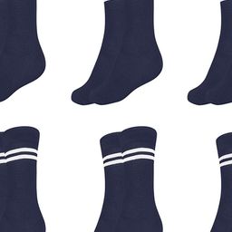 MUKHAKSH Pack of 6 Boys Navy Blue And White Stripe Socks-picture-19