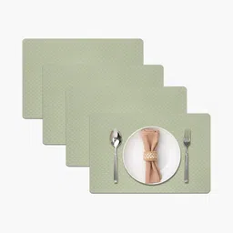 LUXEHOME INTERNATIONAL Green 4 Pieces Textured Anti Skid Table Placemats image 2
