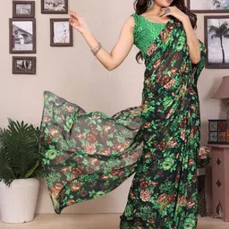KALINI Women Floral Printed Georgette Saree-image-21
