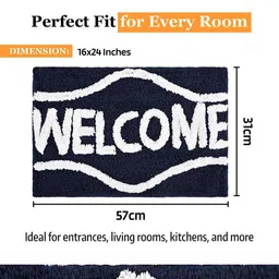 Kuber Industries 6Pcs Blue Printed Rectangle Anti Skid Doormats image 3