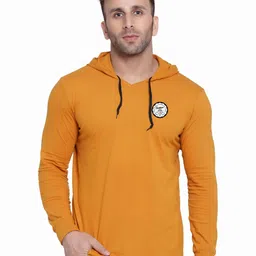 Blisstone Men Solid Hooded Slim Fit T-shirt-image-6