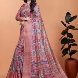 THE AQUARIUS Ethnic Motifs Zari Silk Blend Handloom Saree-picture-37