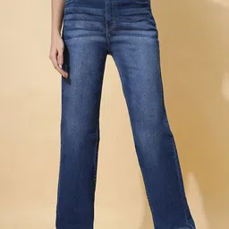 ZUYA Women Casual Straight Fit Stretch Wisker Solid Jeans-image-17