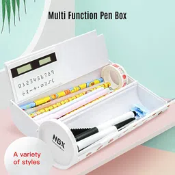 viradiya's Compass box with Mirror, Calculator, Erasable Board and Large Storage-multicolor Compass box with Mirror, Calculator, Erasable Board and Large Storage-multicolor Art Plastic Pencil Box-picture-32