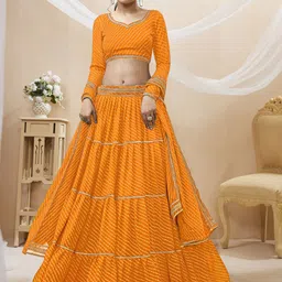 DIVASTRI Leheriya Printed Semi-Stitched Lehenga & Unstitched Choli With Dupatta-picture-28