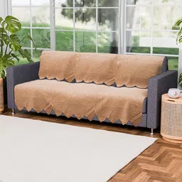 Kuber Industries Gold-Toned Set of 6 Ginger Design Pure Cotton Three Seater Sofa Covers image 2