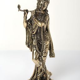 Exotic India Gold-Toned Lord Krishna Religious Idol Showpiece-picture-39