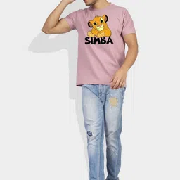 Greylongg Men Simba Graphic Printed Round Neck Cotton T-shirt image 5