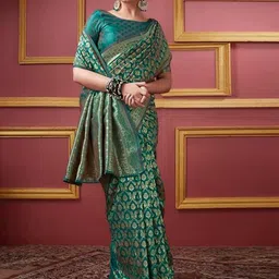 KALINI Ethnic Motifs Woven Design Zari Pure Silk Kanjeevaram Saree image 4