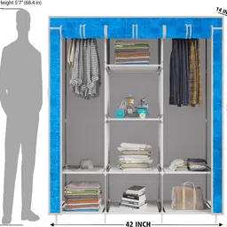 flipkart perfect homes studio Premium 8 Shelf Unique Print Carbon Steel Collapsible Wardrobe image 5