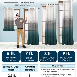 Story@home Teal & White Sheer Window Curtain image 5