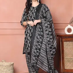 Rajnandini Women Floral Printed Regular Kurta with Salwar & With Dupatta-picture-33