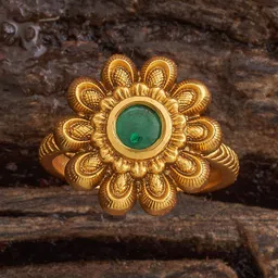 Kushal's Fashion Jewellery Gold-Plated Artificial Stones Studded Antique Finger Ring-image-96