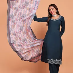 DISHWA FASHION Women Embroidered Regular Thread Work Kurta with Trousers & With Dupatta-picture-27