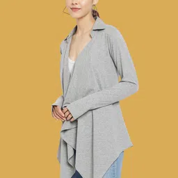 Hypernation Shirt Collar Longline Open Front Shrug image 2