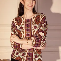 VALBONE Print Bishop Sleeves Ethnic Top image 5