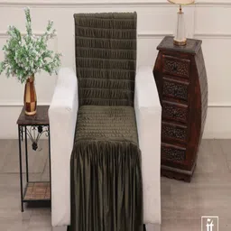 Fashion Throw Coffee Brown Self Design Velvet 1 Seater Sofa Cover-image-0