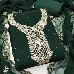 MANVAA Embroidered Silk Georgette Unstitched Dress Material image 2