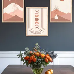 Kotart Brown & Cream-Coloured 3 Pieces Wooden Boho Painting Wall Arts image 5