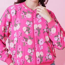 Mast & Harbour Women Floral Lightweight Bomber Jacket image 5