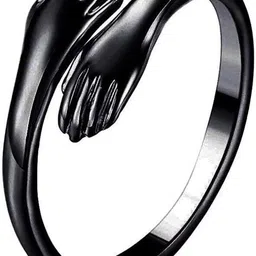 J.S ENTERPRISES Unisex Set of 2 Stainless Steel Hug Design Finger Ring image 4