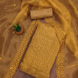 HERE&NOW Embellished Organza Unstitched Dress Material-picture-26