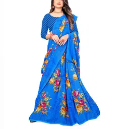 Moda Rapido Blue Poly Georgette Sarees-picture-10