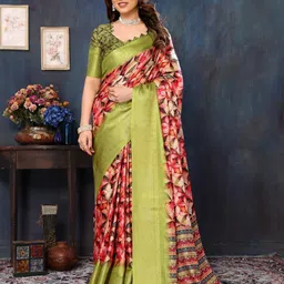 HERE&NOW Floral Printed Saree With Blouse Piece-picture-36