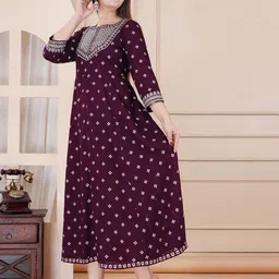 ZELA Floral Printed Notch Neck Anarkali Ethnic Dress-picture-19