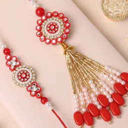 fnp Artificial Stones Studded & Beaded Radiant Harmony Bhaiya Bhabhi Rakhis image 3