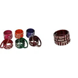 SOMIL Set Of 28 Artificial Stones Studded Ethnic Bangles-picture-29