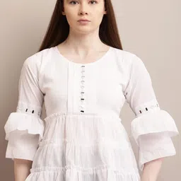 69 FASHION STREET Ruffles Women Self Design Peplum Top image 1