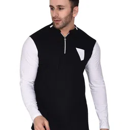 Blisstone Solid Mandarin Collar Regular Sleeves Cotton Slim Fit T-shirt-picture-23