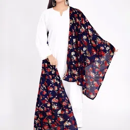 Rani Saahiba Floral Foil Printed Taping Border Detail Velvet Dupatta image 3