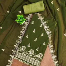 LeeliPeeri Designer Floral Embroidered Sequinned Georgette Unstitched Dress Material-picture-14