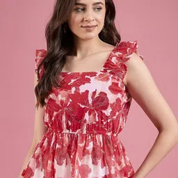 DressBerry Floral Print Georgette Peplum Top-picture-39
