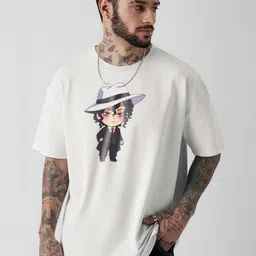 MaverIQ Men Graphic Printed Round Neck Cotton Oversized T-shirt image 4