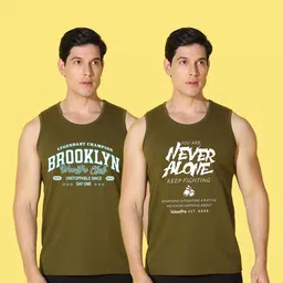 WOOSTRO Men Pack of 2 Typography Printed Round Neck Slim Fit Printed T-shirts image 4