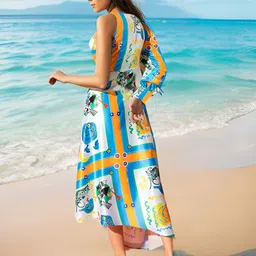 DressBerry Graphic Printed Fit & Flare Midi Dress image 4