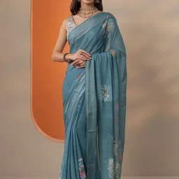 Libas Floral Printed Pure Georgette Saree With Blouse Piece-picture-23