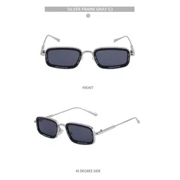 OUDI Women Grey Lens & Steel-Toned Square Sunglasses with image 2