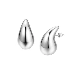 Celestique Silver-Plated Teardrop Shaped Drop Earrings image 2