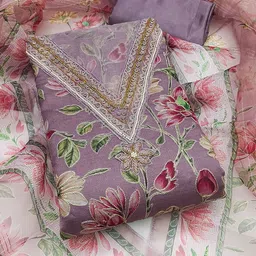 SHADOW & SAINING Embroidered Organza Semi-Stitched Dress Material-picture-37