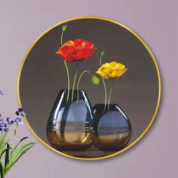 Livin'luxe Black & Gold-Toned Wall Hallway Round Portrait Painting Wall Art 20 " x 20 "-picture-37