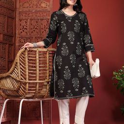 Anouk Rustic Floral Printed Round Neck Straight Pure Cotton Kurta-picture-29