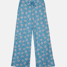 KiddoPanti Girls Floral Printed Cotton Flared Lounge Pants-picture-27